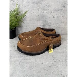 Nwt Roper Mens Trot Tan Leather Open Back Slip-On Shoes